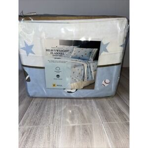 Home Classics Sports Sheet Set‎ Blue Cotton Flannel Heavyweight Full